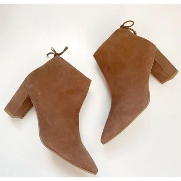 Stuart Weitzman Gradiner Block Heel Pointed Toe Suede Boots - Picture 1 of 13
